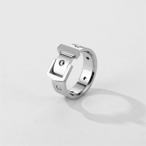 Classic Belt Design 316L Stainless Steel Chunky <b>Ring</b> Gold Plated Band Finger <b>Rings</b> - Product Image 5