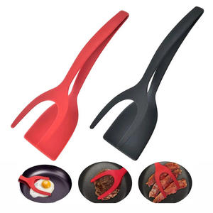 Brot klemme Barbecue Schaufel zange Antihaft griff Silikon Spiegelei Turner Doppels patel Lebensmittel clip 2 In 1 Griff Flip Zange - Product Image 1