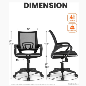Silla de Oficina Ejecutiva Moderna con Marco Negro y Base Cromada, Plegable, Ajustable, con Soporte Postural Premium, Diseño de Mariposa para Dormitorio - Product Image 2