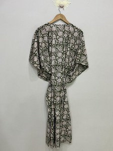 Caftán Corto de Seda Pura, Talla Única, Holgado y Cómodo para Cualquier Talla, Aproximadamente 47 Pulgadas, Proveedor de la India - Product Image 2