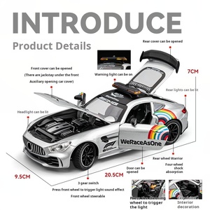 Modellino Auto da Corsa GTR in <span class=keywords><strong>Scala</strong></span> <span class=keywords><strong>1</strong></span>/<span class=keywords><strong>24</strong></span>, Diecast con Funzione Pull-Back, Suoni e Luci, Confezione Colorata, Regalo per Bambini - Product Image 3