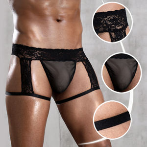 String G Masculin Sexy en <span class=keywords><strong>Dentelle</strong></span> Sissy Bikini Slip Culotte <span class=keywords><strong>Lingerie</strong></span> avec Jarretelle - Product Image 2