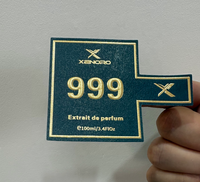 Étiquettes adhésives personnalisées de luxe en noir mat, logo imprimé, gaufrage 3D, estampage à chaud en or, pour flacons de parfum