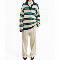 Pull-over en maille côtelée 100 % coton pour femme, coupe ample et douce, style preppy, classique, automne, vente en gros sur mesure