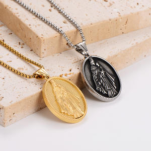 Medalla de la Virgen del <span class=keywords><strong>Carmen</strong></span>, Virgen María, Religiosa, Cristiana, Católica, Colgante de Acero Inoxidable, Joyería de Moda, Collar, Venta al por Mayor - Product Image 1