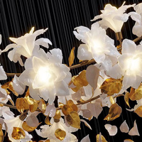 Lampu gantung kristal daun Maple mewah desain seni ruang Villa Hotel lampu gantung kustom lampu liontin Led Modern