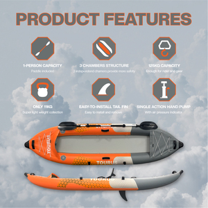 1 persona punto de caída canoa plegable barco aguas bravas <span class=keywords><strong>mar</strong></span> <span class=keywords><strong>kayak</strong></span> inflable - Product Image 3