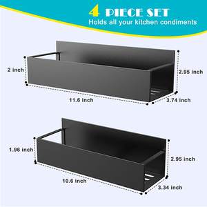 מדף תבלינים ארגונית מתכת מדף מקרר 4 חבילות מקרר נייד מדפי תבלינים מגנטיים למקרר - Product Image 4