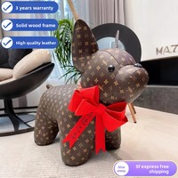 Pouf Chien Bouledogue Français, Siège Moderne au Design Mignon, Ottoman de Salon en Cuir de Haute Qualité, Cadeau de Déménagement, Éléphant pour Enfants
