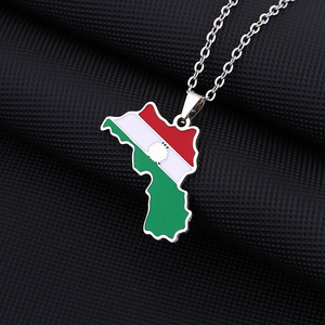 Klassische Edelstahl Kurdistan Schmuck Flagge Anhänger Halskette Gold Silber Farbe Neue Karte Design für Frauen Männer Modisches Geschenk - Product Image 6