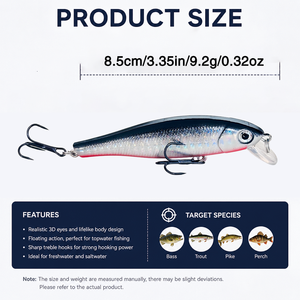 Set di 68 Esche da Pesca Assortite, Combo di Minnow e Crankbait, Esche Artificiali Dure per Bass, Trota e Acqua Salata, Direttamente dalla Fabbrica - Product Image 6