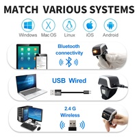 Escáner lector de código Qr 2D portátil Xincode Mini CMOS diente azul anillo de dedo portátil escáner de código de barras pequeño inalámbrico