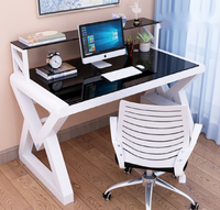 Yq Jenmw Minimalistische Stijl Computer Bureau Zorgvuldig Gemaakt Door Gehard Glas En Metalen Stalen Frame Computer Bureau