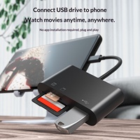 Lecteur de cartes Type-C JILIAN pour téléphones Android et ordinateurs, multifonction OTG2.0 USB2.0, 10 ports, prise en charge SD/TF, matériau ABS, sans prise