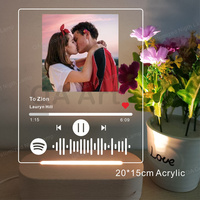 Support en bois, plaque acrylique avec code Spotify, photo de chanson, album musical, plaque personnalisée Spotify, lumière de nuit 3D personnalisée