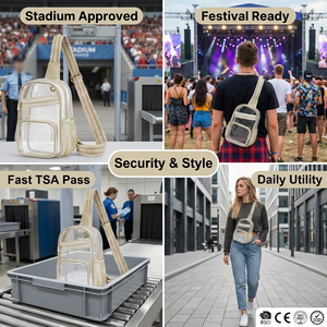 Sac bandoulière transparent en PVC personnalisé, fiable et approuvé pour les stades, avec fermeture éclair sécurisée pour concerts et vendeurs - Product Image 3