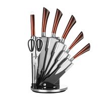 Vente directe d'usine, ensemble de couteaux de haute qualité en acier inoxydable, manche creux, 8 pièces, porte-couteaux, design ambidextre, couleur cadeau