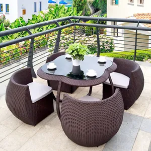 Conjunto de móveis para área externa, terraço, pe de alumínio, rattan, para áreas externas, conjunto de mesa de jardim