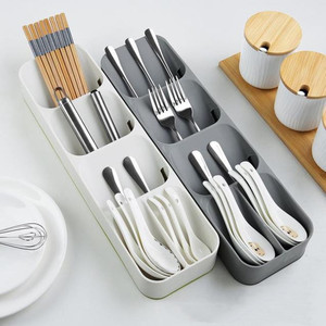 Kitchen Drawer Management Tray Plastic Tableware Retractable Knife Fork Chopsticks <strong>Storage</strong> <strong>Box</strong> Cutlery Divider <strong>Shelving</strong> - Product Image 1