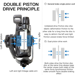 Frein à disque pour vélo de montagne, étrier à double piston avec rotor de 160 mm, freins pour VTT, trottinettes et vélos électriques, à commande par câble - Product Image 5