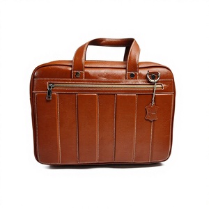 Sac pour ordinateur portable en cuir véritable de qualité supérieure, bretelles d'épaule, fermeture éclair, usage professionnel, voyage, grande capacité - Product Image 1