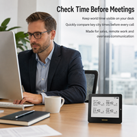 Kylendar Mini Horloge mondiale numérique 4,2 pouces avec calendrier de bureau pour les ventes à l'exportation, affichage des appels multi-fuseaux horaires et des heures des réunions de bureau