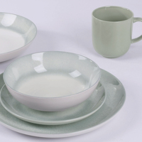 Fabricant de vaisselle en céramique avec 39 ans d'expérience, service de table en grès de 18 pièces pour table à manger avec texture nordique pour un usage quotidien
