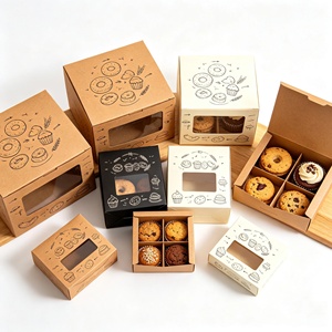 Recyclable Paper Donut Boxes Wholesale Custom Printing Disposable <b>Takeaway</b> Donut <b>Container</b> Personalized Packaging For Donut - Product Image 4