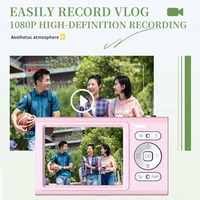 Appareil photo numérique compact 4K pour enfants avec zoom 16x et anti-tremblement, écran 2,8 pouces 180° °   Écran rabattable pour les enfants de 6 à 13 ans, avec carte MicroSD incluse