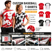 T-shirts personnalisés imprimés sur toute la surface, en polyester, impression numérique, OEM ODM, vêtements de sport, cyclisme, course à pied, golf, vente en gros en usine