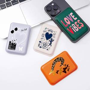 Custom logo Magnetic Mobile Phone PU Leather ID Card <b>Holder</b> for iPhone 16 15 14 Pro Max Magnet <b>Wallet</b> - Product Image 1