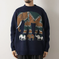 Pull tricoté ODM à motif animalier vibrant pour homme, col rond doux et chaud, décontracté pour l'hiver