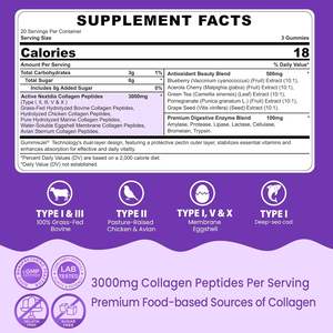 Şekersiz kollajen Gummies çok tip hidrolize peptidler antioksidanlar ve enzimler 60 sayım yetişkin saç cilt güzellik - Product Image 2
