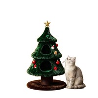 Lit pour chat rose mignon de Noël avec griffoir en sisal, niche en peluche écologique pour chats d'intérieur