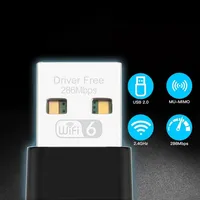 Adaptateur WiFi USB Mini AX300 WiFi6 300 Mbps 2,4 GHz sans pilote Dongle sans fil 802.11ax pour PC portable Win7 Win10 Win11 Linux UOS