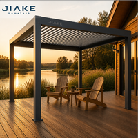 Pergola en aluminium Jiake 6063-T5 avec toit à lames motorisées pour terrasse de lodge en bord de rivière, patio, jardin extérieur, gazebo, pavillon