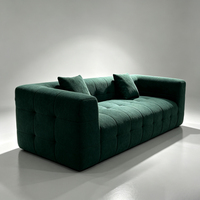 Canapé modulaire moderne en bouclette, vert, capitonné, en blocs carrés, pour salon, villa, hôtel, projet