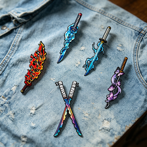 5 nouveaux badges en métal de haute qualité, design Demon Blade, pour la décoration de sacs <span class=keywords><strong>à</strong></span> <span class=keywords><strong>dos</strong></span> - Product Image 2