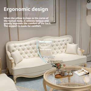 Bilido americano ligero de lujo de madera maciza moderno sofá de cuero Villa europeo sala de estar sofá conjunto muebles retro sofá combinado - Product Image 2