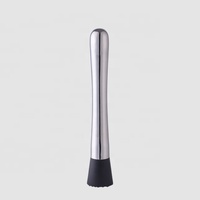 Moulin à cocktail en acier inoxydable et bois, 20,3 cm, léger (87g), certifié, moderne, noir et argent, avec logo personnalisé, écologique