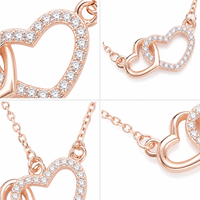 Collier pendentif cœur en zircon, argent sterling 925, design entrelacé, 10x15mm, cadeau pour femme
