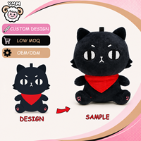 Peluche personnalisée chat noir, mini figurine en peluche, OEM ODM, bandana rouge, jouet doux pour enfants, cadeau