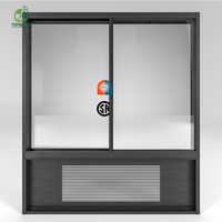 Ventanas Corredizas de Aluminio PTAC para Hoteles Comerciales Modernos Americanos Topbright NRFC, con Persianas y Vidrio Laminado Triple con Aislamiento Térmico