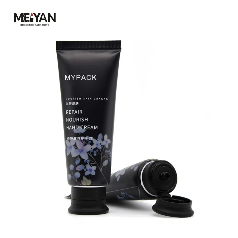 MYPACK סיטונאי רך מגע שחור PE 50g יד קרם טיפול קוסמטי פלסטיק יד קרם צינור עם flip למעלה כובע