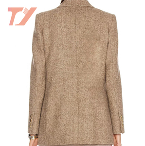 Giacca da <span class=keywords><strong>donna</strong></span> <span class=keywords><strong>a</strong></span> <span class=keywords><strong>righe</strong></span> monopetto stile personalizzato con risvolto lungo giacca Tweed <span class=keywords><strong>Blazer</strong></span> abbigliamento <span class=keywords><strong>donna</strong></span> - Product Image 3