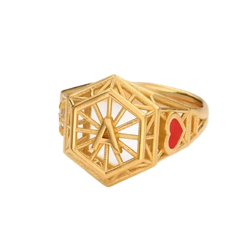 Gemnel Initiële Ring Met Zirkonia 14K Goud Vermeil Vintage Stijl Unisex Sterling Zilver Voor Verloving Huwelijkscadeau Feest