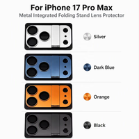 Protection d'objectif d'appareil photo ultra-fine anti-rayures en métal et verre trempé avec béquille escamotable intégrée pour 17 18 Pro/Pro Max