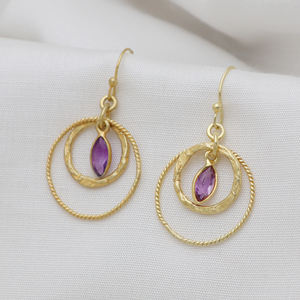 Pendientes de Plata con Baño de Oro y Amatista Clásicos de Moda Personalizados para Mujer, Estilo Lindo, Regalo de Aniversario, Venta al por Mayor - Product Image 3