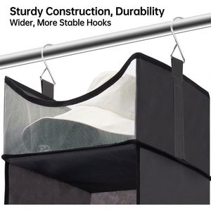 Seven Tier Gray Non-Woven Fabric Combined <b>Wardrobe</b> Hanging Drawer Organizer with 3 Side Pockets - Product Image 3