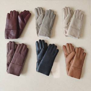 <span class=keywords><strong>Gants</strong></span> d'hiver pour <span class=keywords><strong>femme</strong></span> en cuir de mouton véritable avec fourrure intégrée, coupe-vent, pour l'extérieur, OEM - Product Image 2